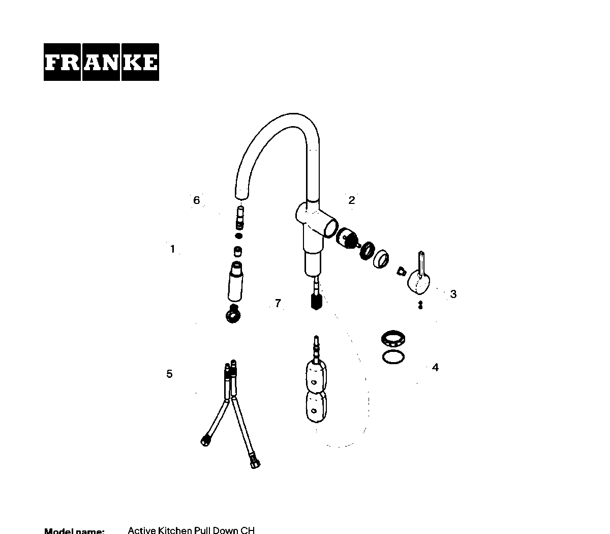 Active Pull-Down Faucet ACT-PD-CHR exploded parts diagram