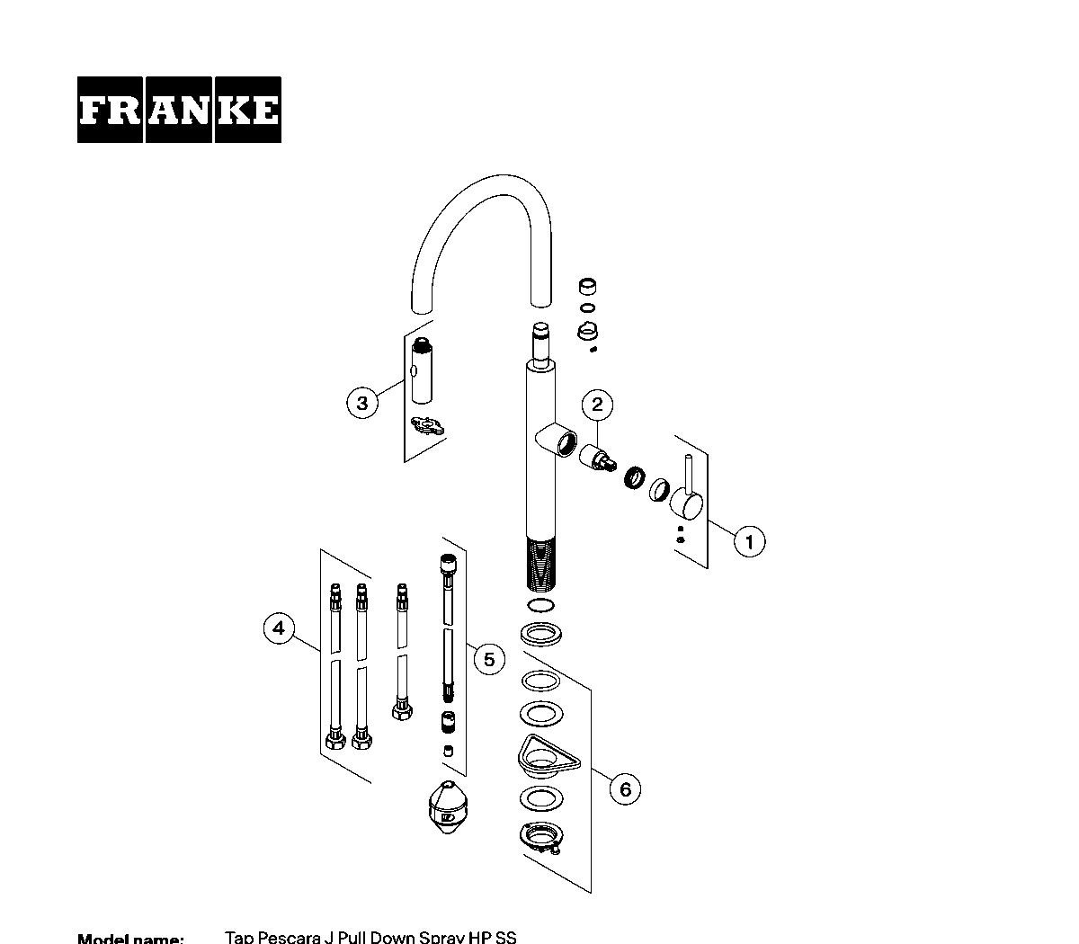 Pescara 2.0 Pull-Down exploded drawing