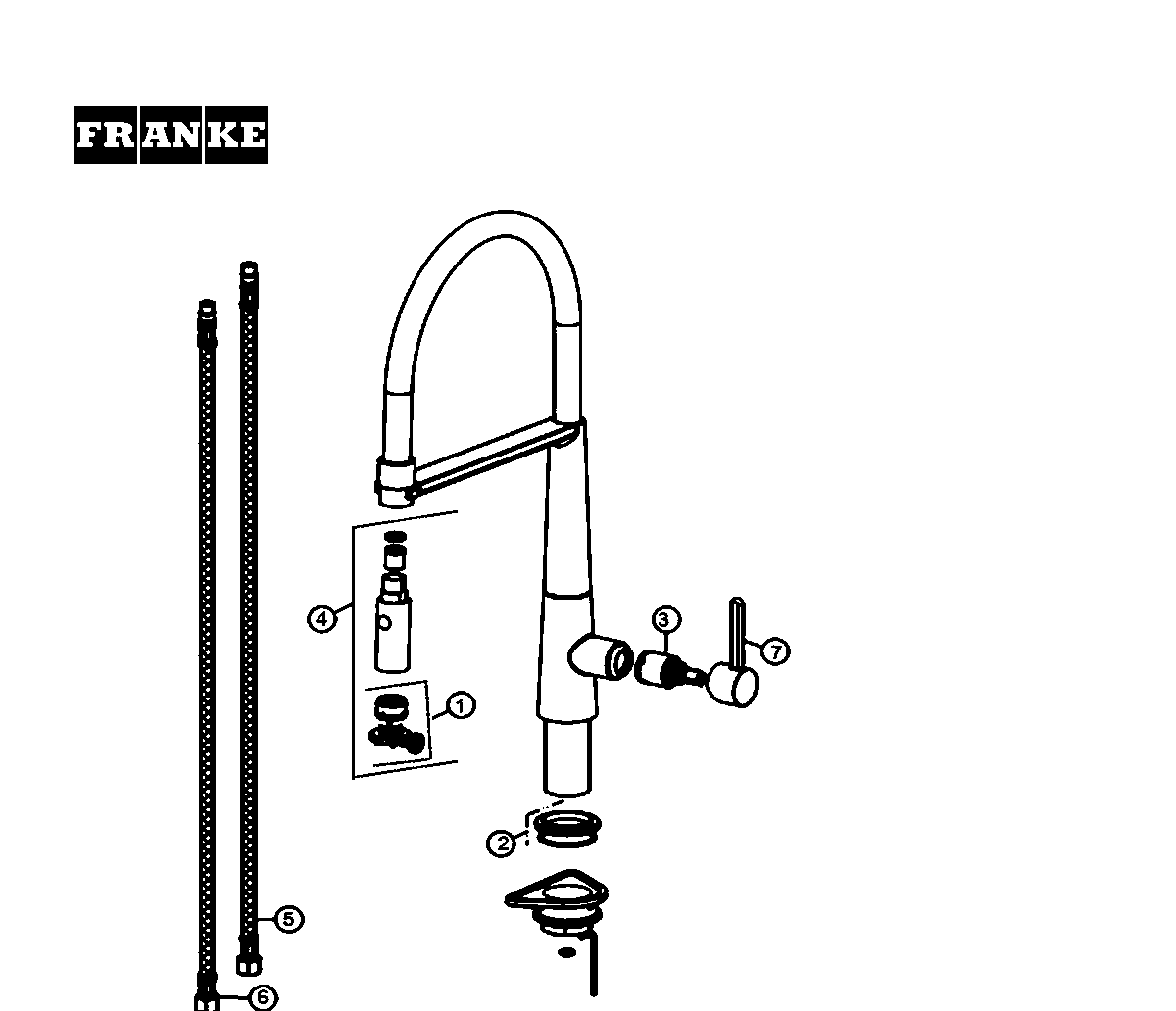 Icon Semi-Pro Faucet ICN exploded drawing