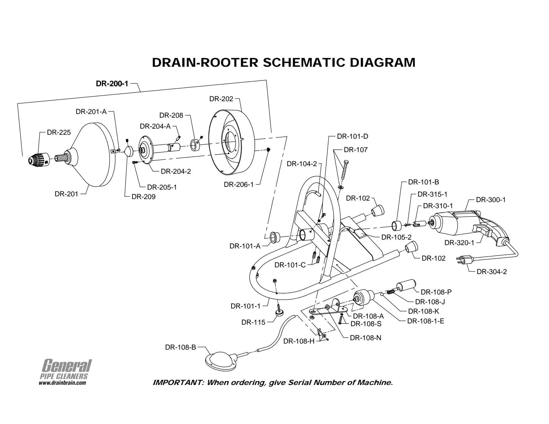 Drain-Rooter exploded parts diagram