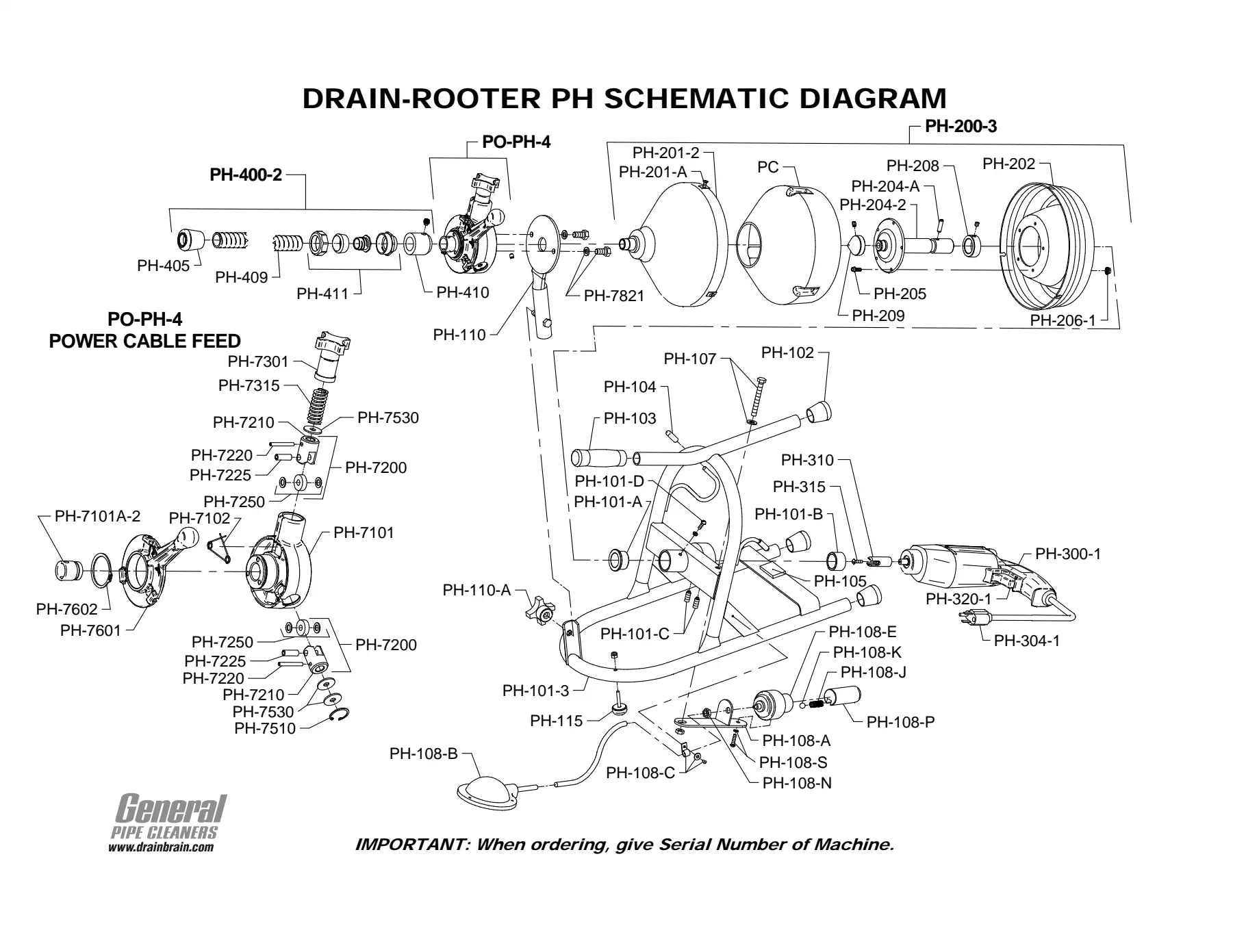 Drain-Rooter PH exploded parts diagram