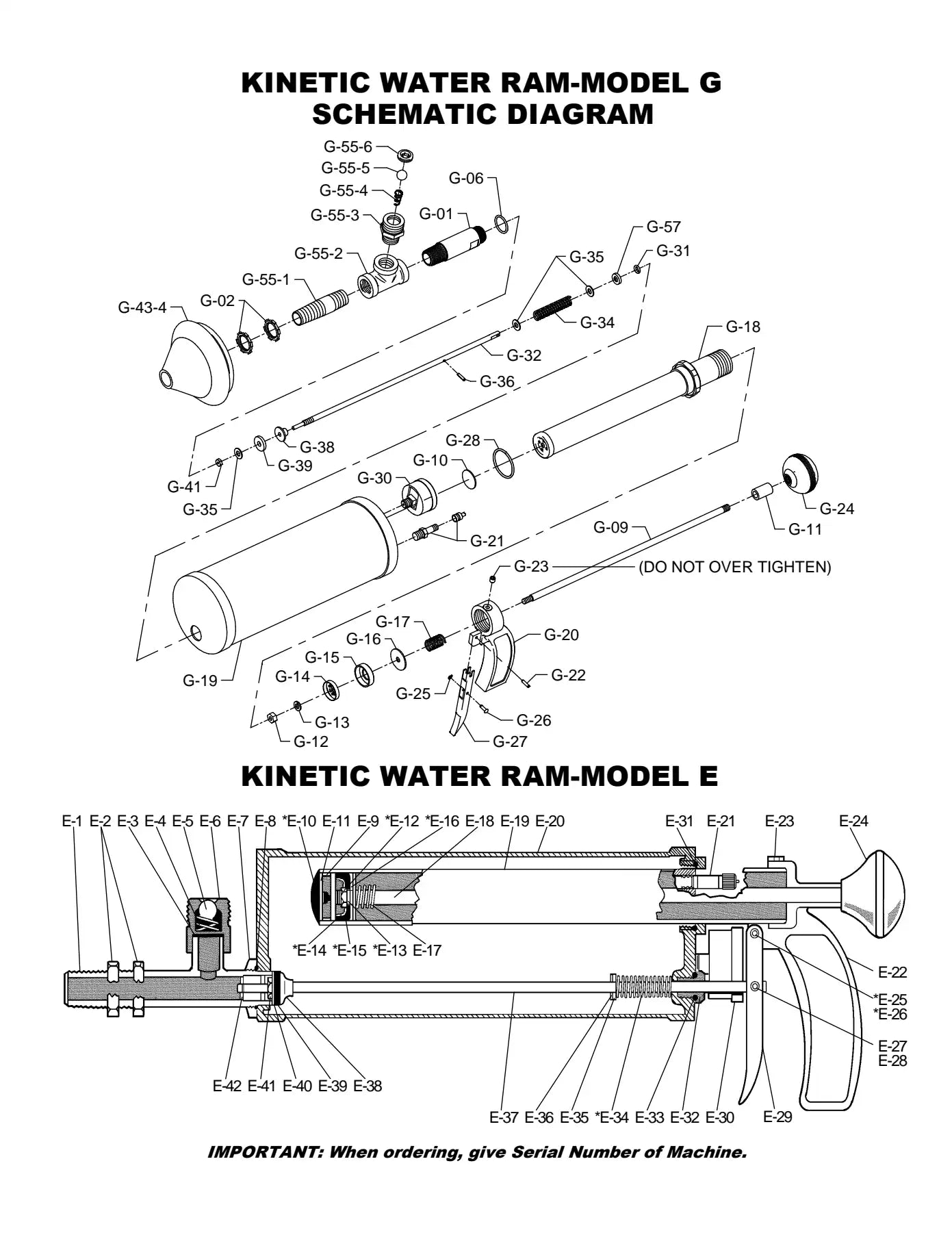 Kinetic Water Ram exploded parts diagram