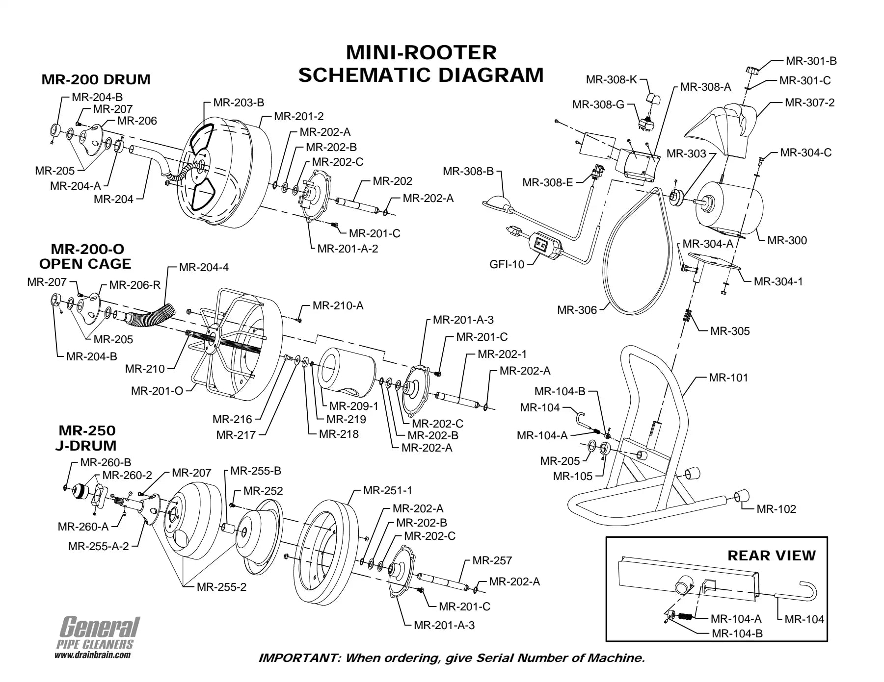 Mini-Rooter exploded parts diagram