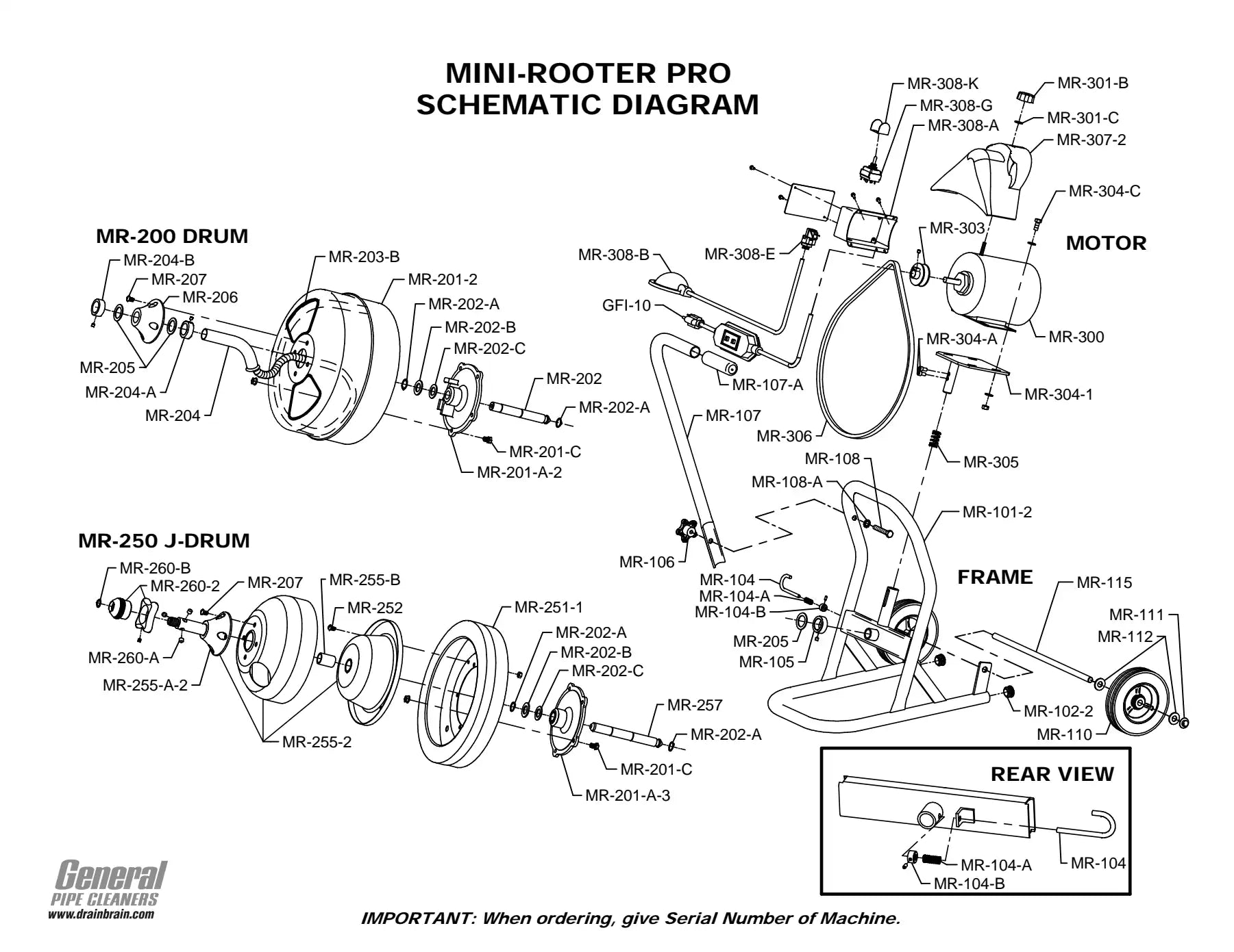 Mini-Rooter Pro exploded parts diagram
