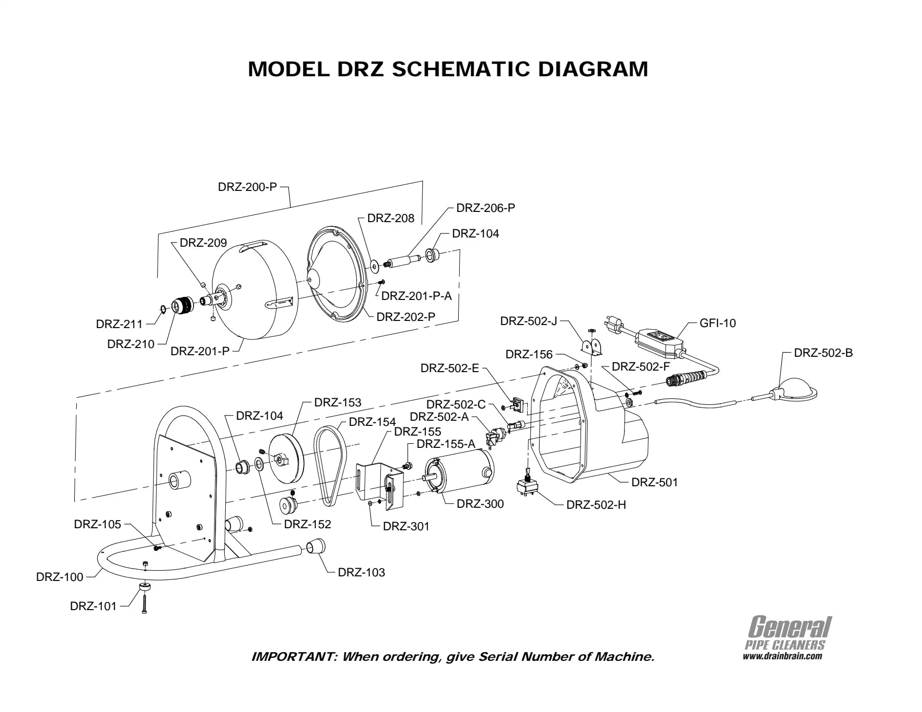 Model DRZ / DRZ-O exploded parts diagram