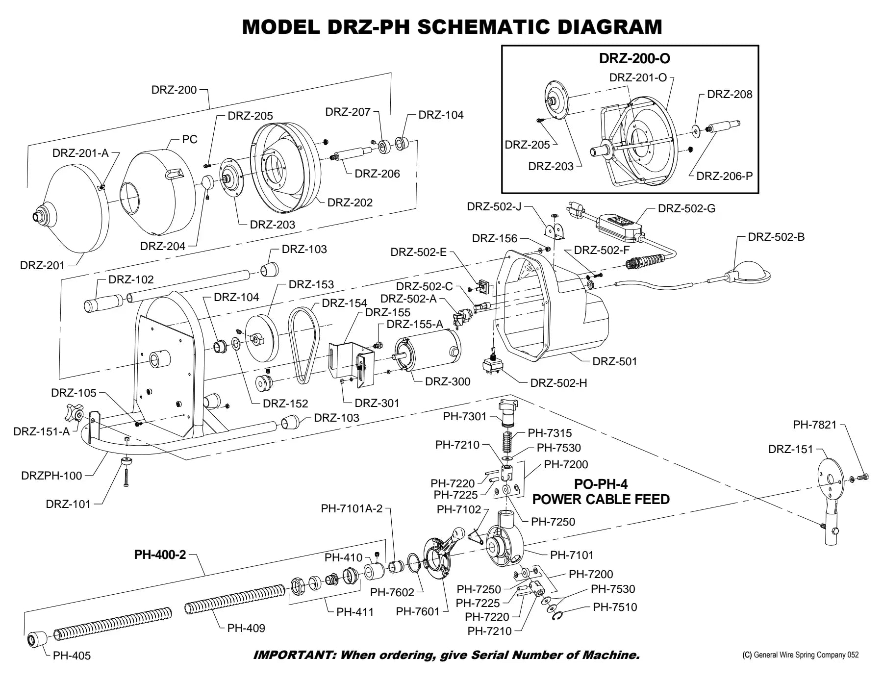 Model DRZ PH / DRZ PH-O exploded parts diagram