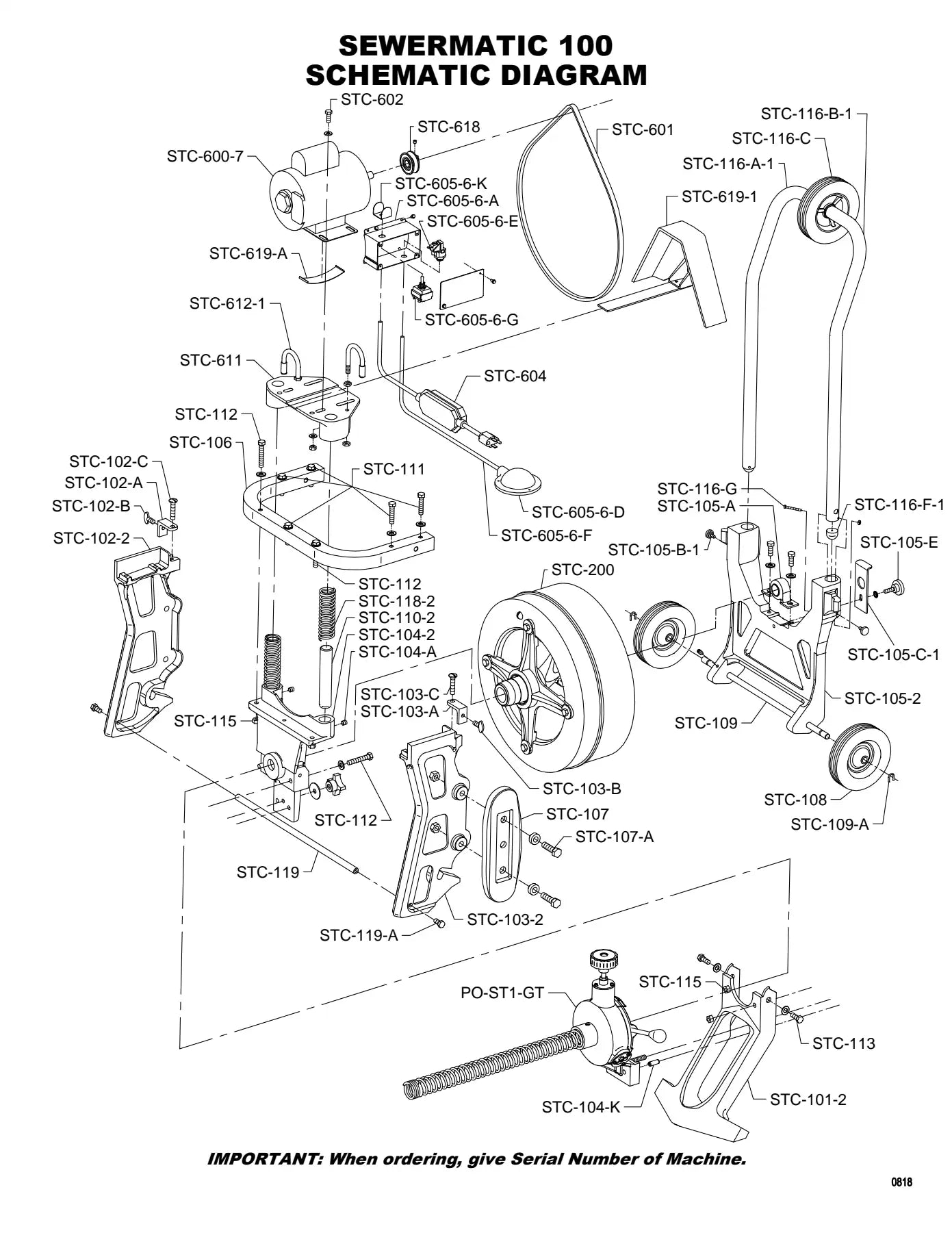 Sewermatic 100 exploded parts diagram