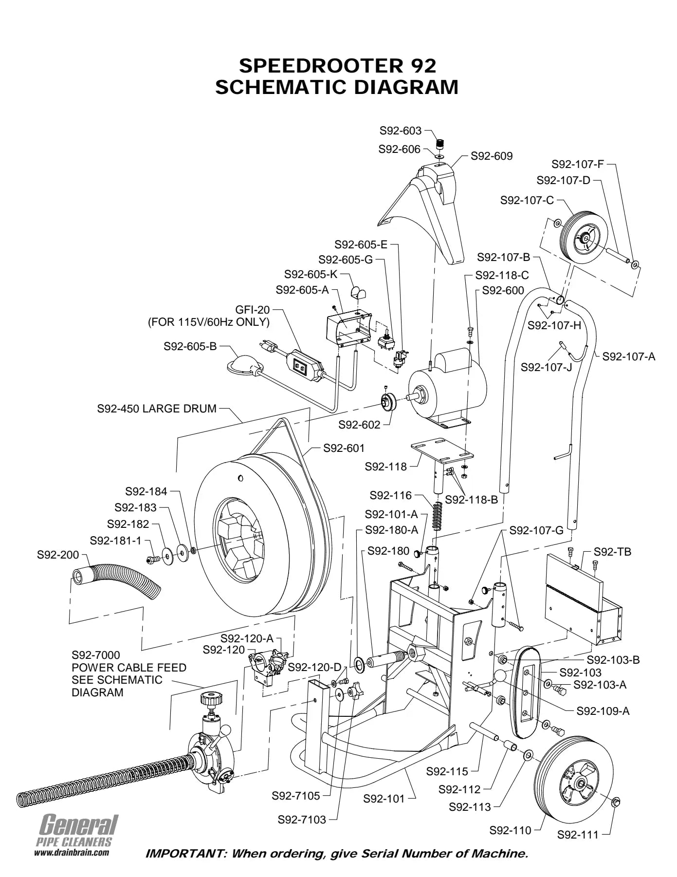 Speedrooter 92 exploded parts diagram