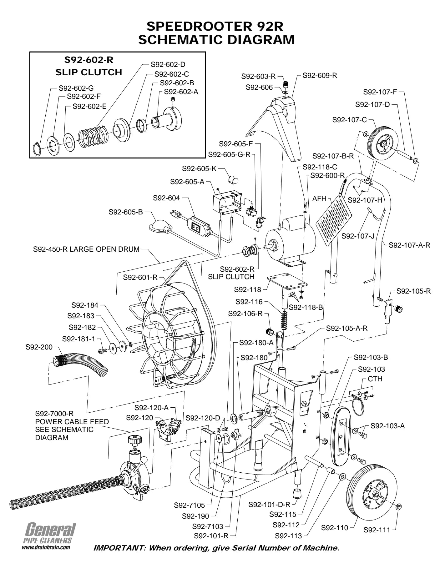 Speedrooter 92R exploded parts diagram