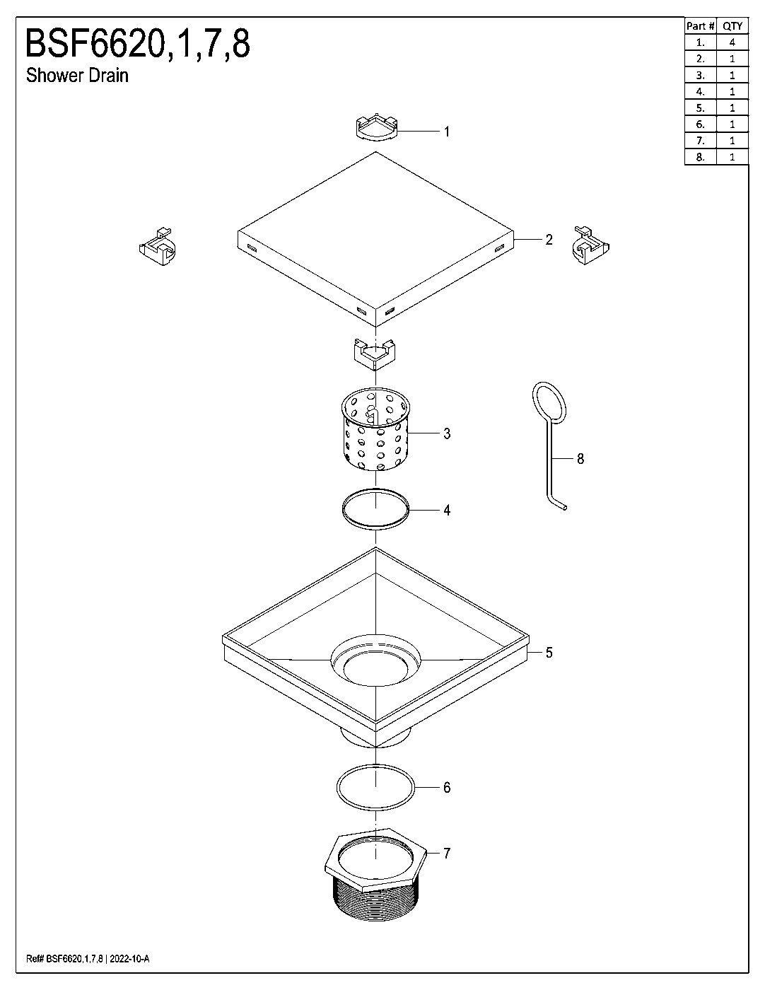 Watercourse BSF6620 exploded parts diagram