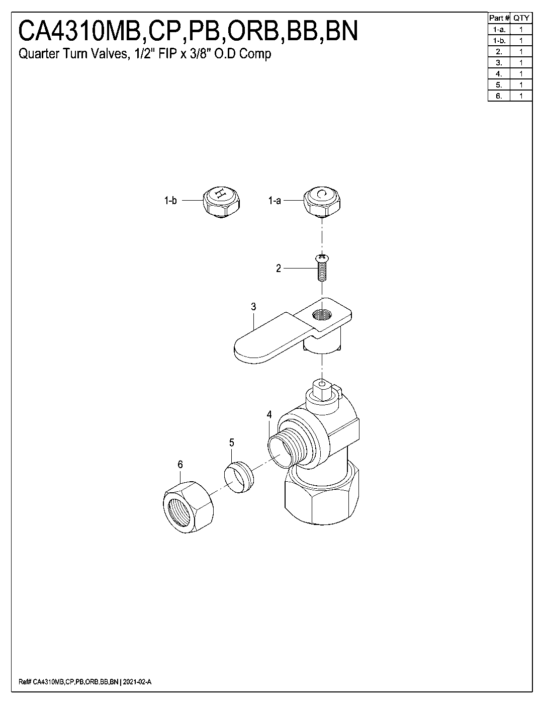 Whitaker CA4310PB exploded parts diagram