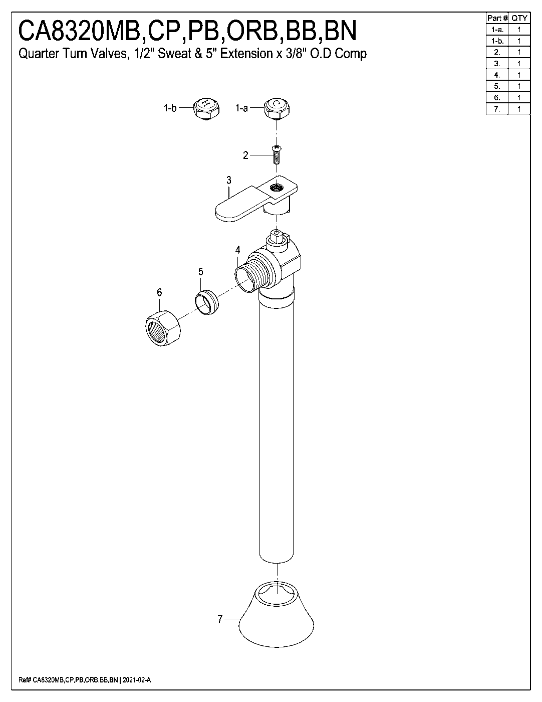 Whitaker CA8320BB exploded parts diagram