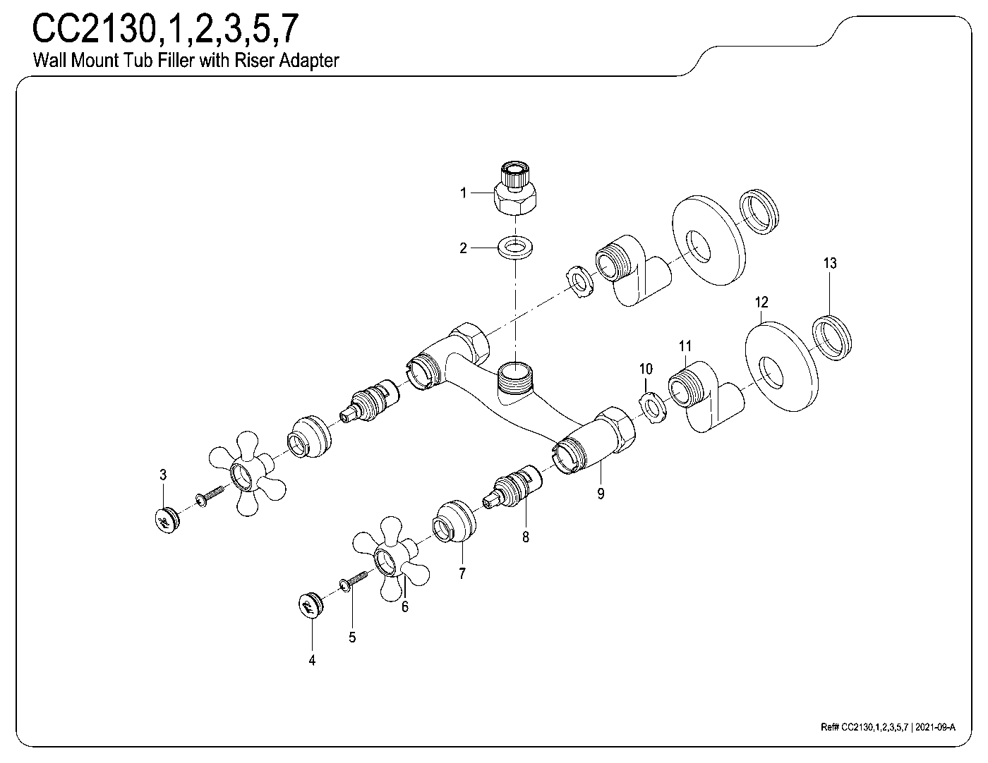 Vintage CC2130 exploded parts diagram