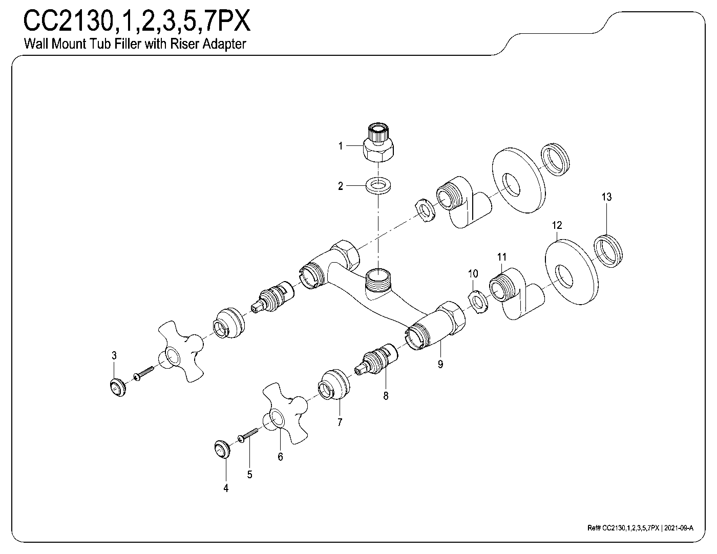 Vintage CC2130PX exploded parts diagram