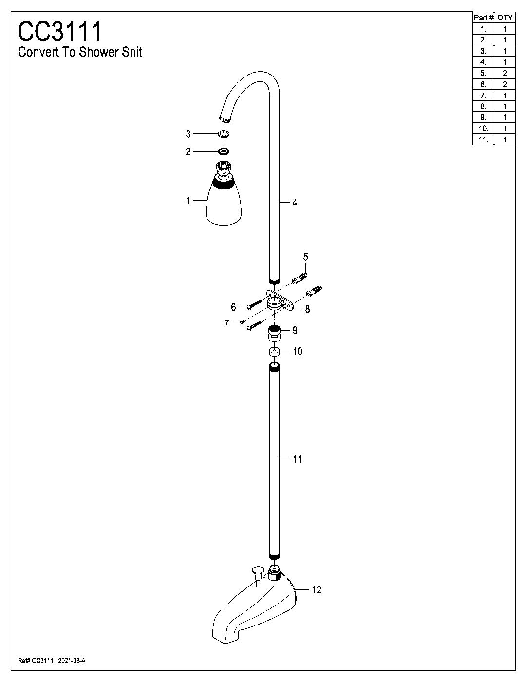 Vintage CC3111 exploded parts diagram
