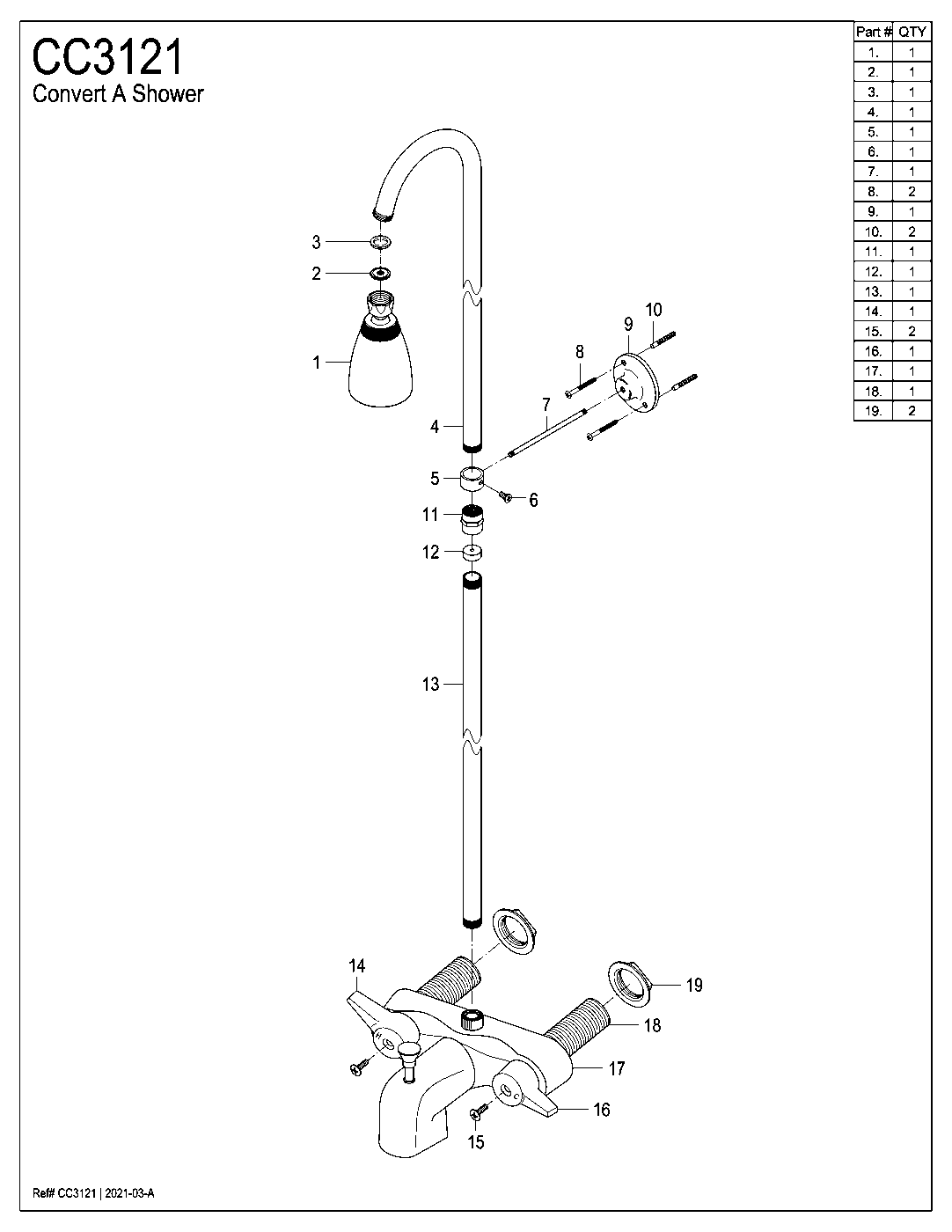 Vintage CC3121 exploded parts diagram
