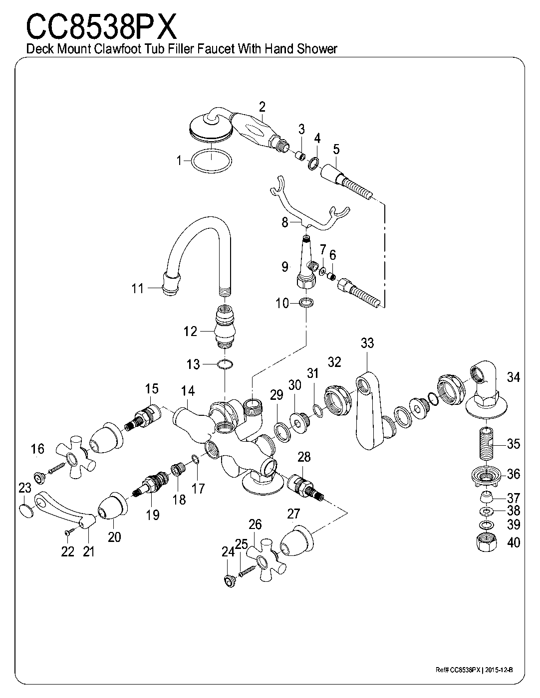 Kingston Brass CC8538PX exploded parts diagram