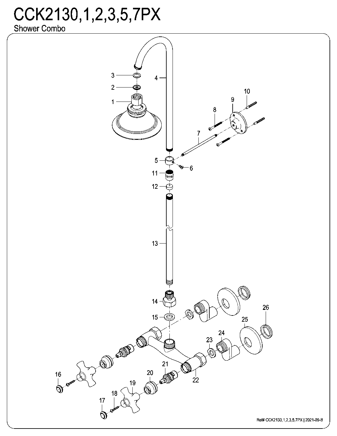 Vintage CCK2130PX exploded parts diagram