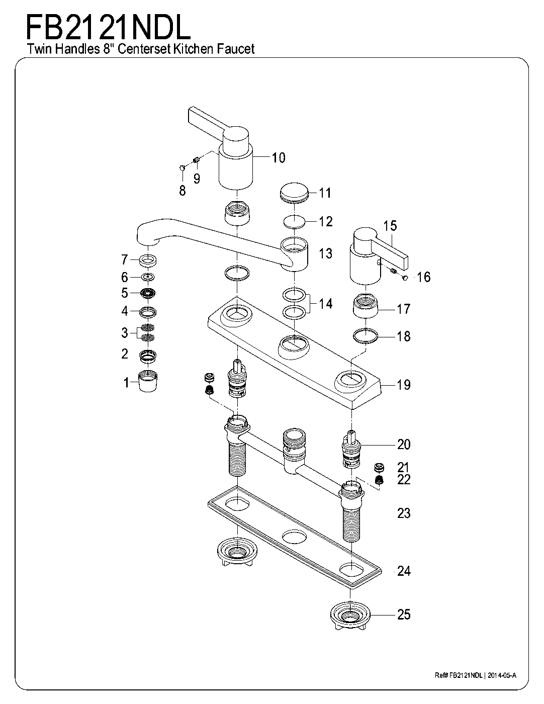 Kingston Brass FB2121NDL exploded parts diagram