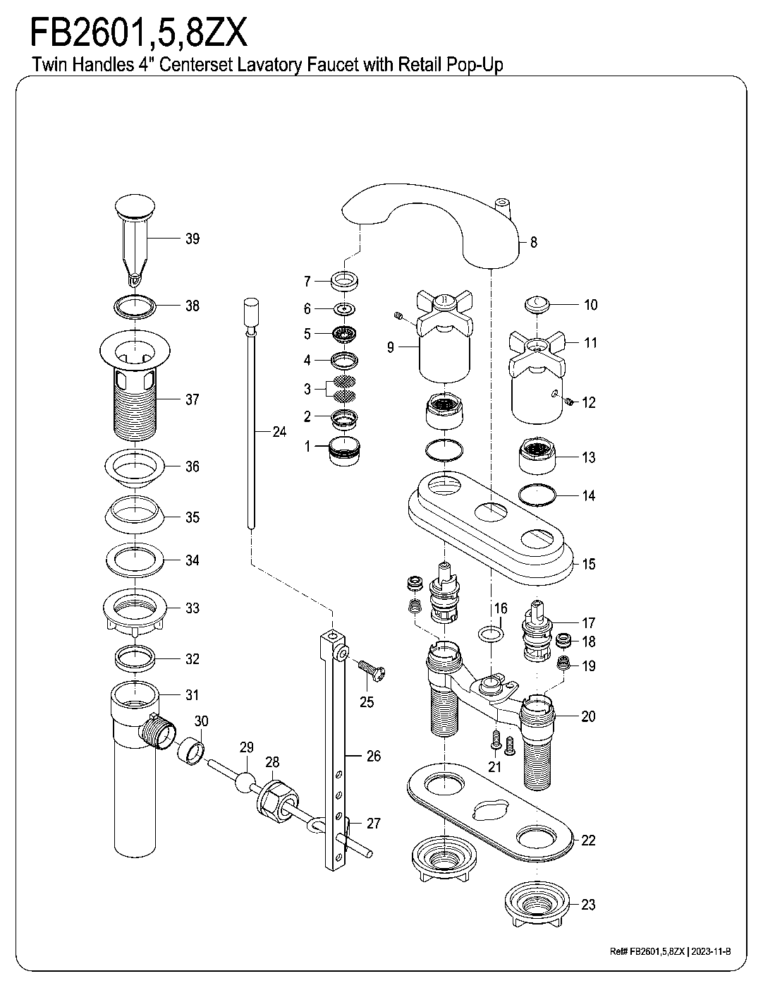 Millennium FB2601ZX exploded parts diagram