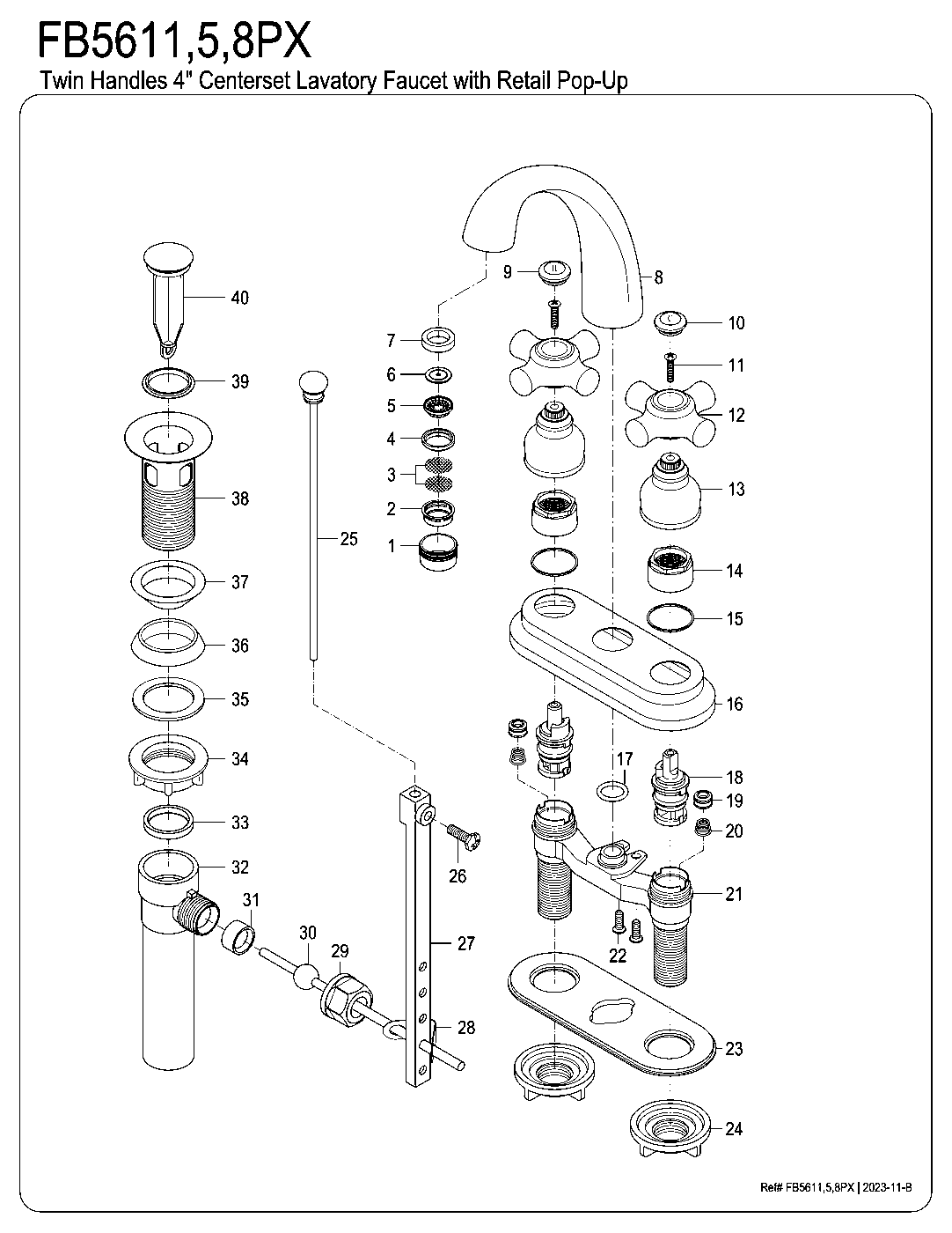 Restoration FB5611PX exploded parts diagram