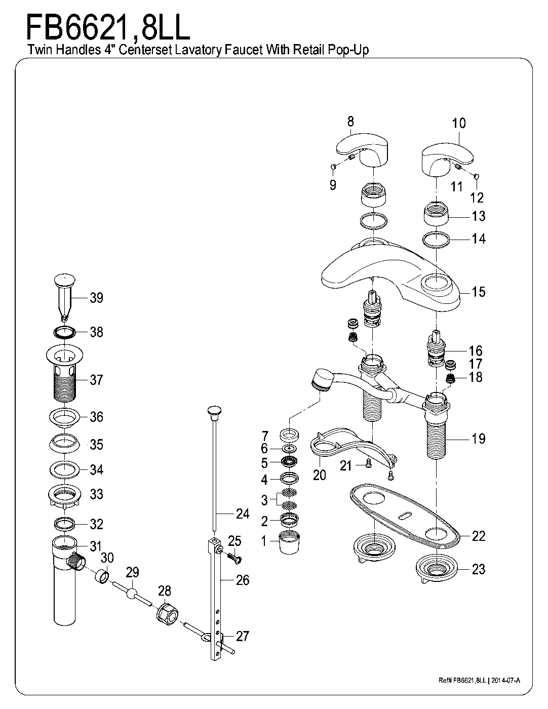 Legacy FB6628LL exploded parts diagram