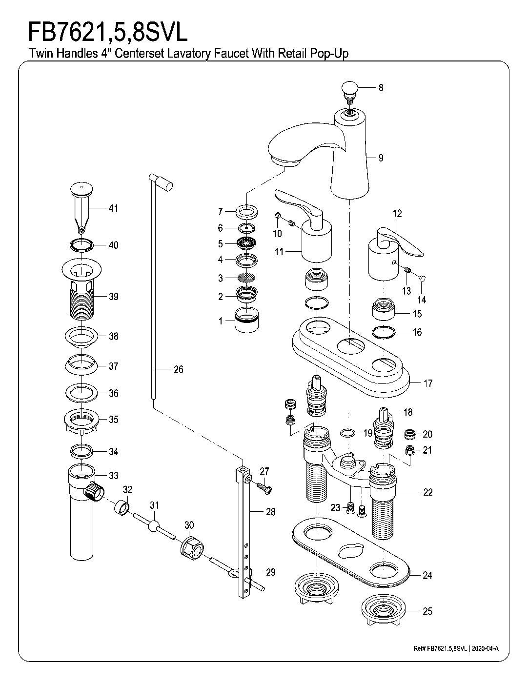 Serena FB7628SVL exploded parts diagram