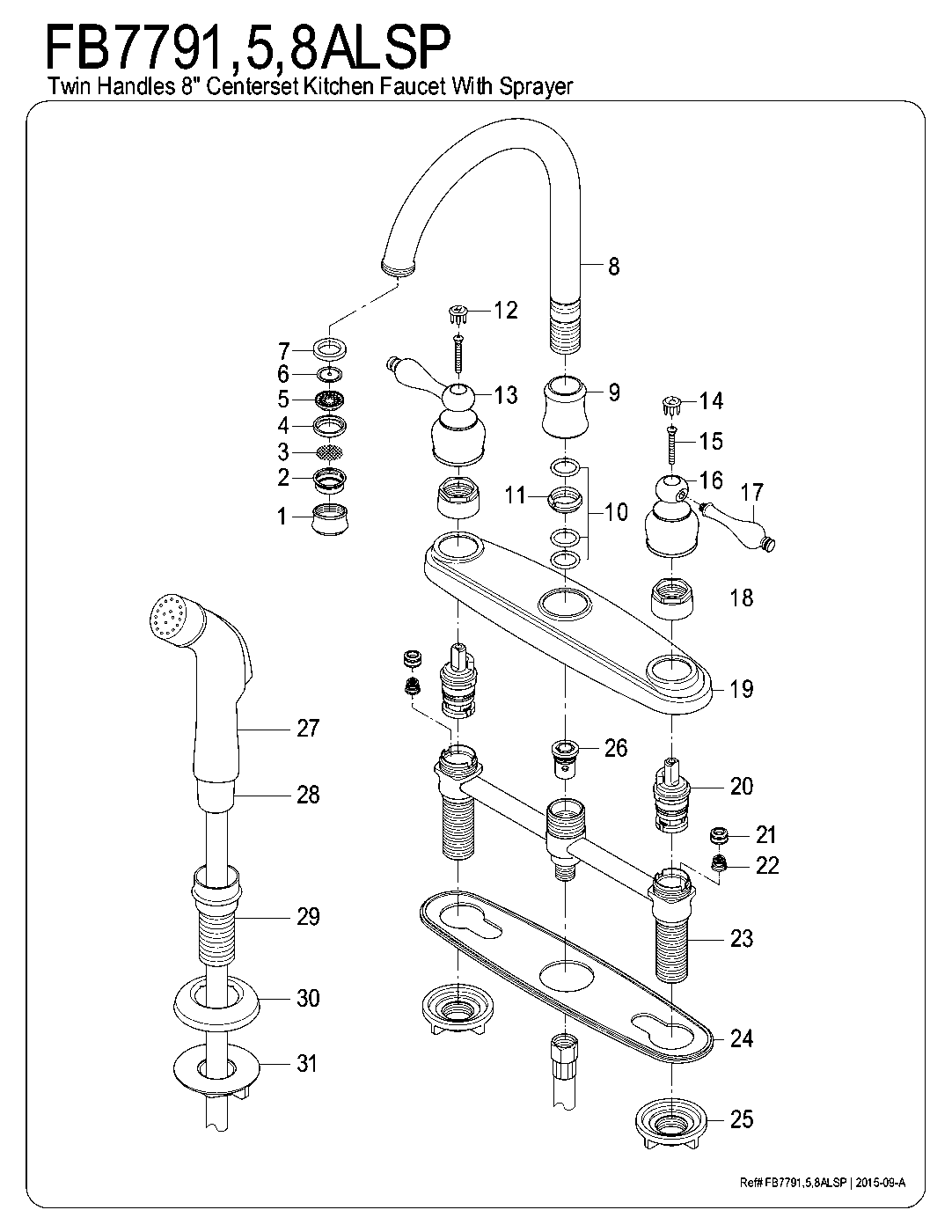 Kingston Brass FB7791ALSP exploded parts diagram