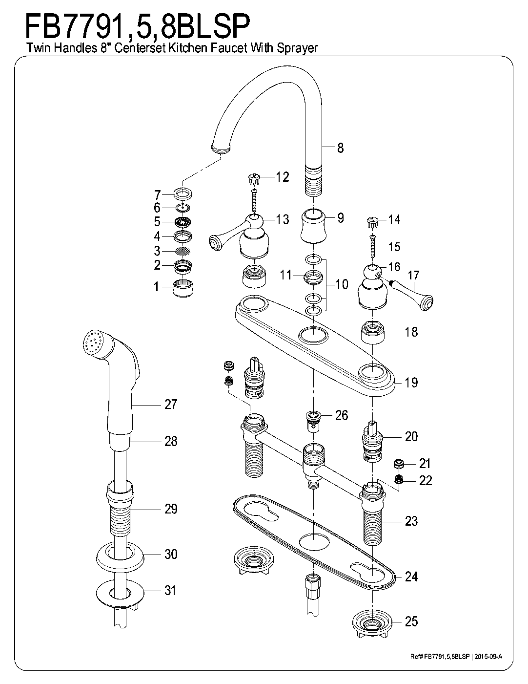 Vintage FB7791BLSP exploded parts diagram