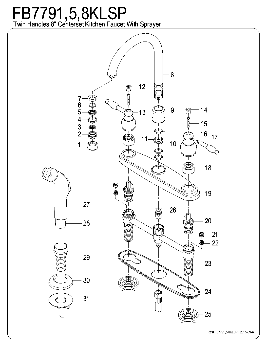 Knight FB7791KLSP exploded parts diagram