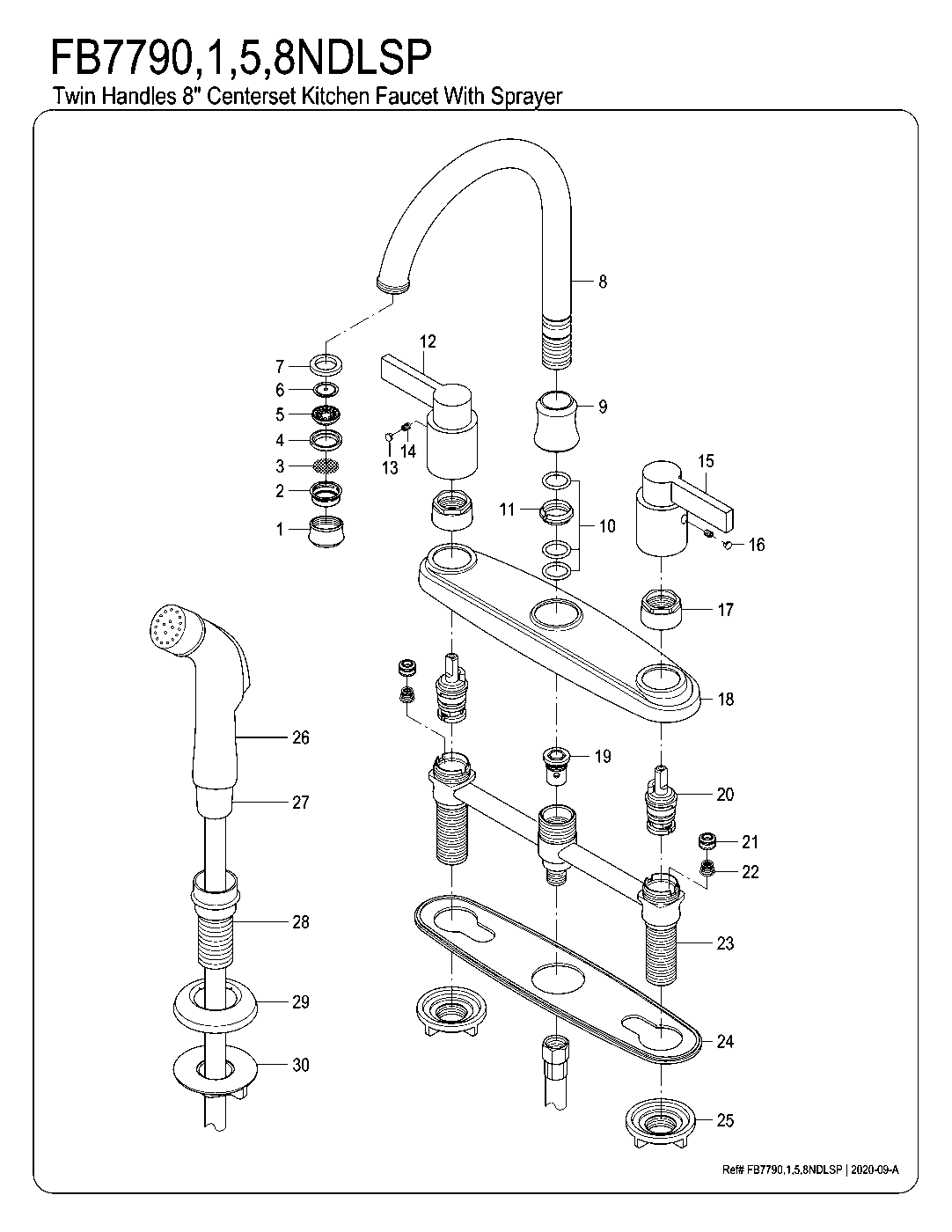 Kingston Brass FB7790NDLSP exploded parts diagram