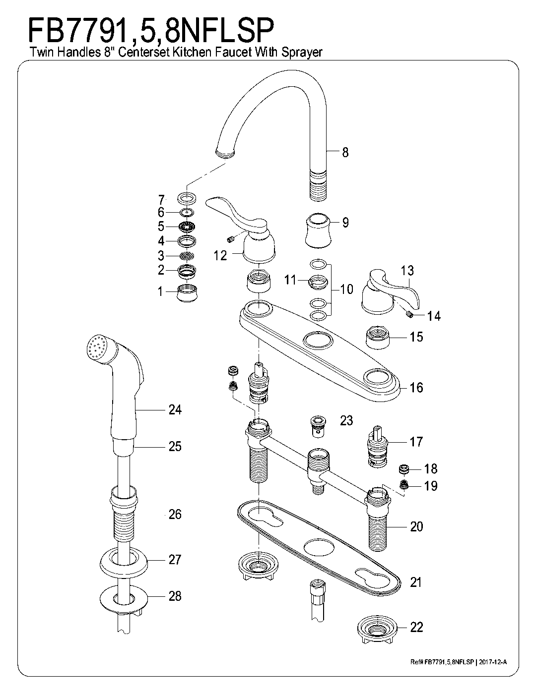 Kingston Brass FB7791NFLSP exploded parts diagram