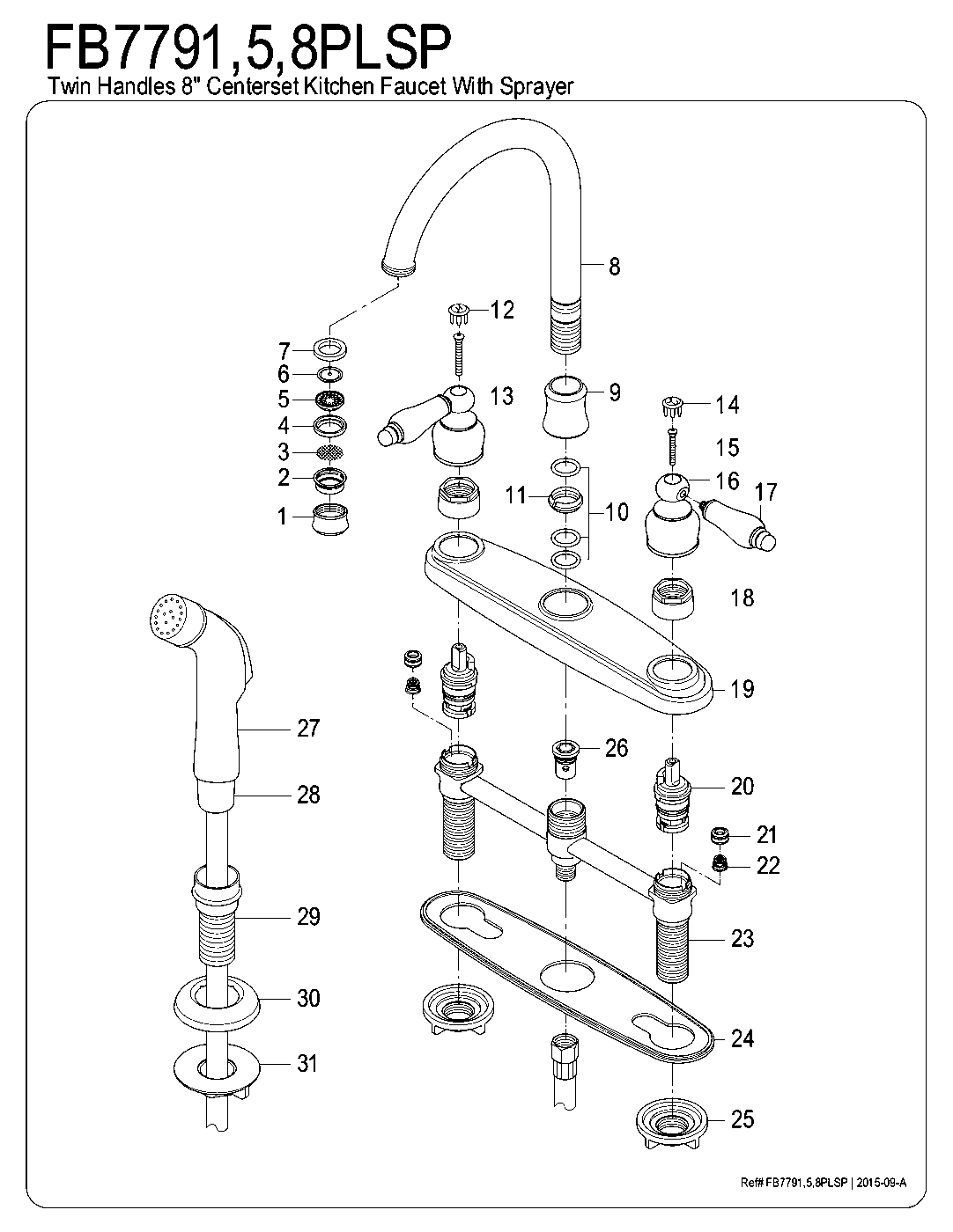 Kingston Brass FB7791PLSP exploded parts diagram