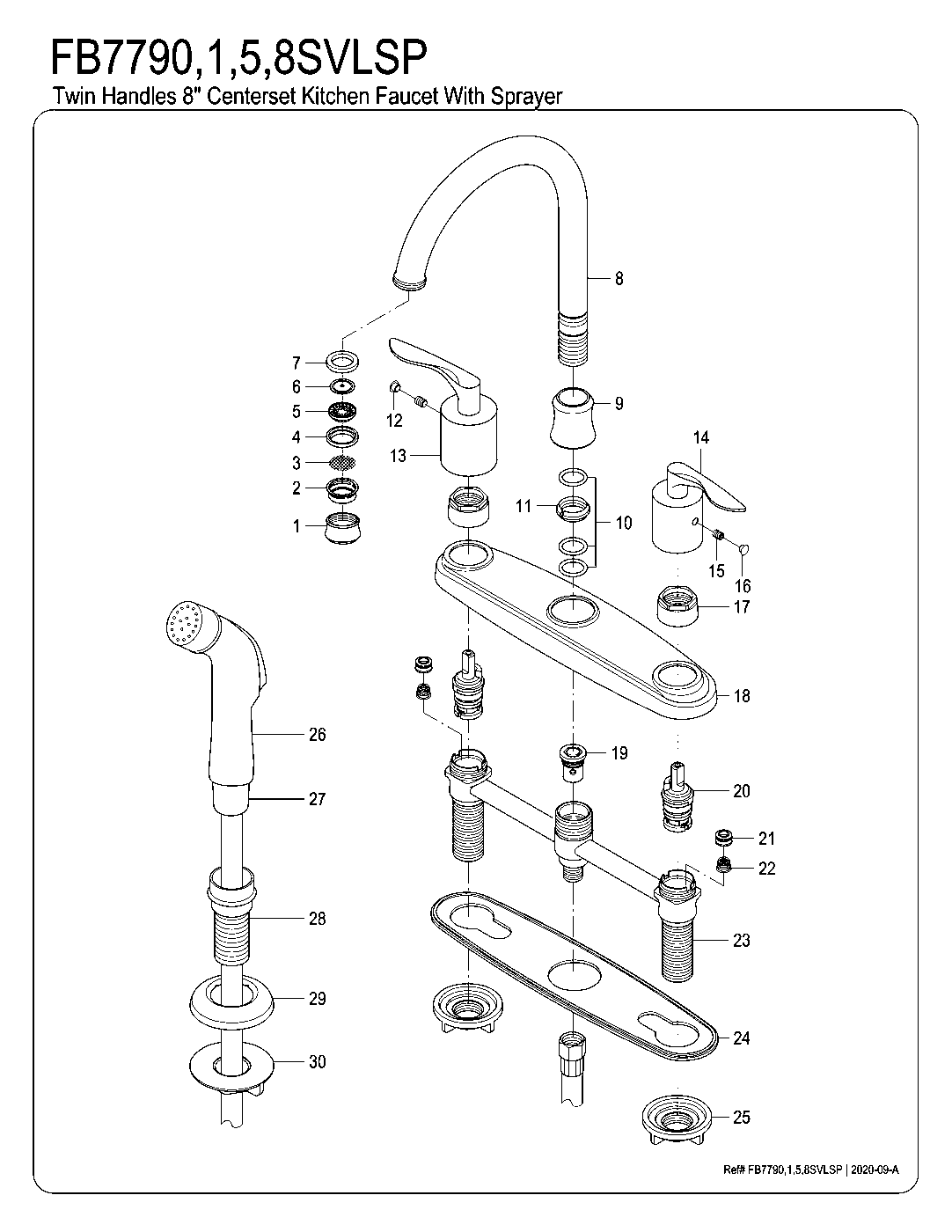 Serena FB7790SVLSP exploded parts diagram