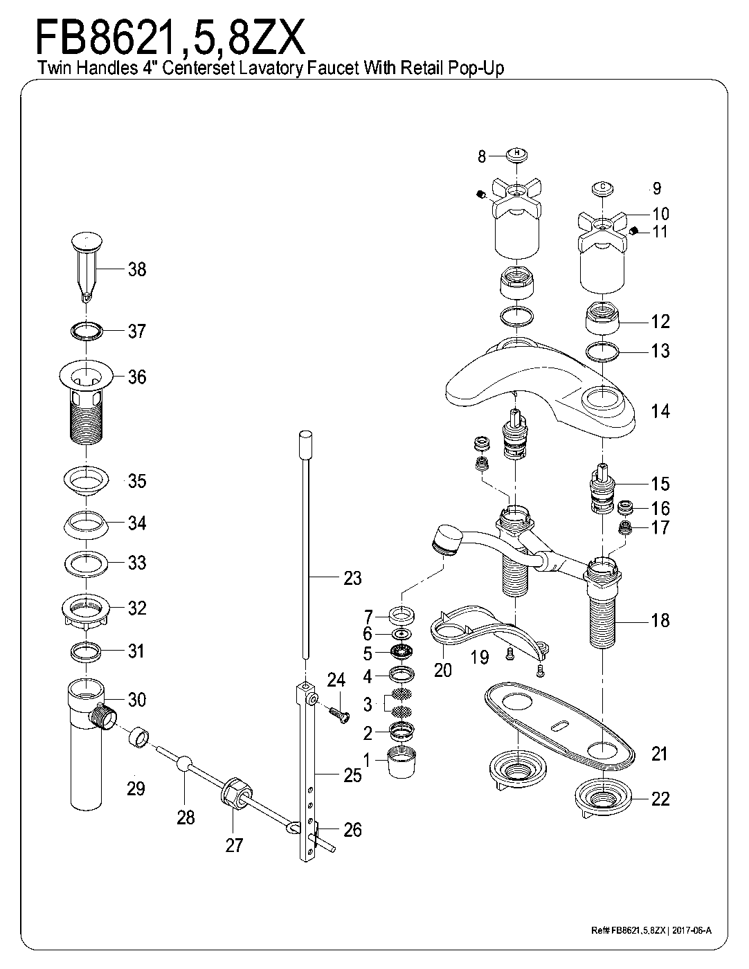 Millennium FB8621ZX exploded parts diagram