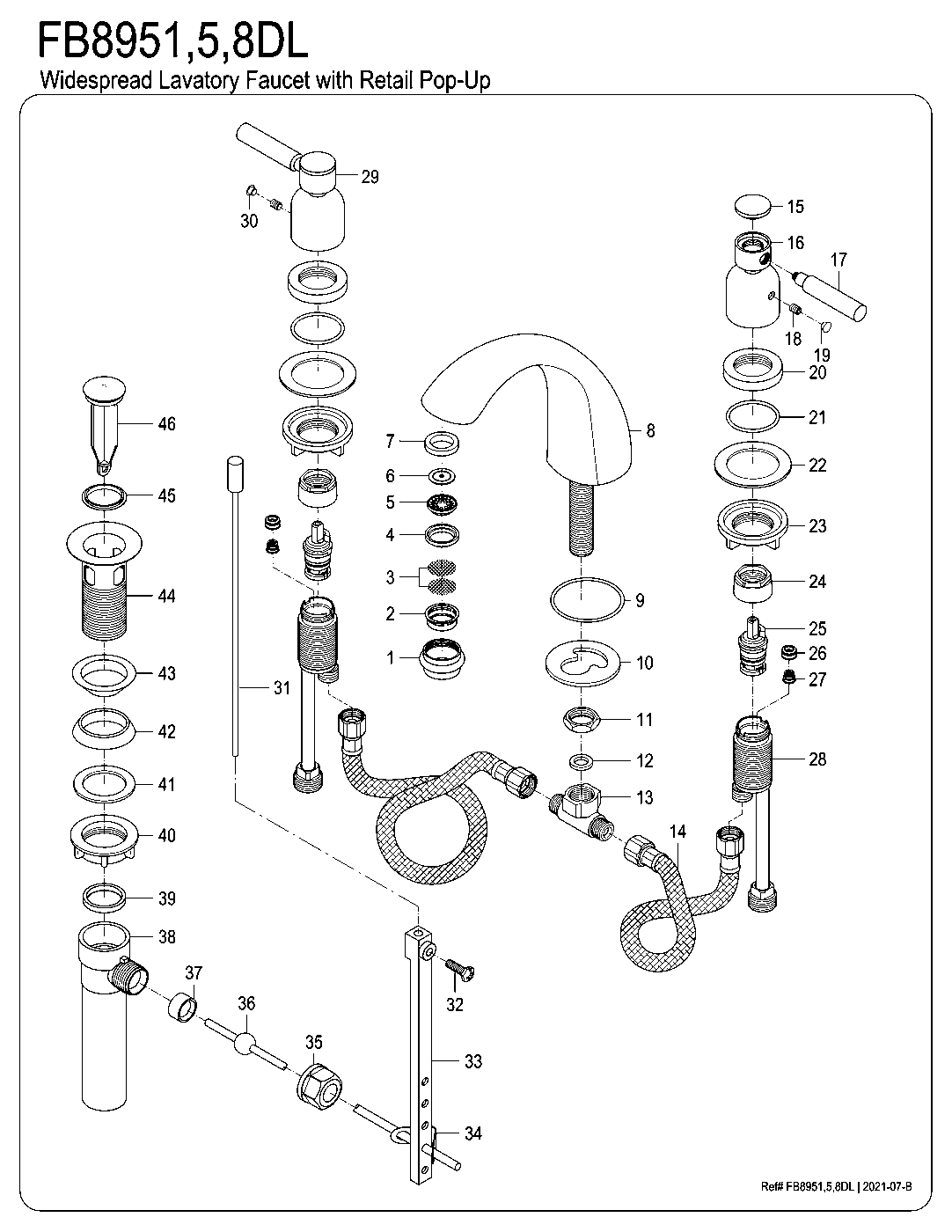 Kingston Brass FB8951DL exploded parts diagram