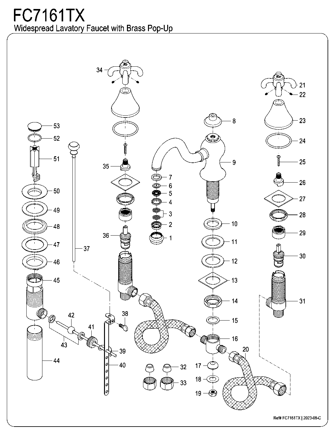 Kingston Brass FC7161TX exploded parts diagram