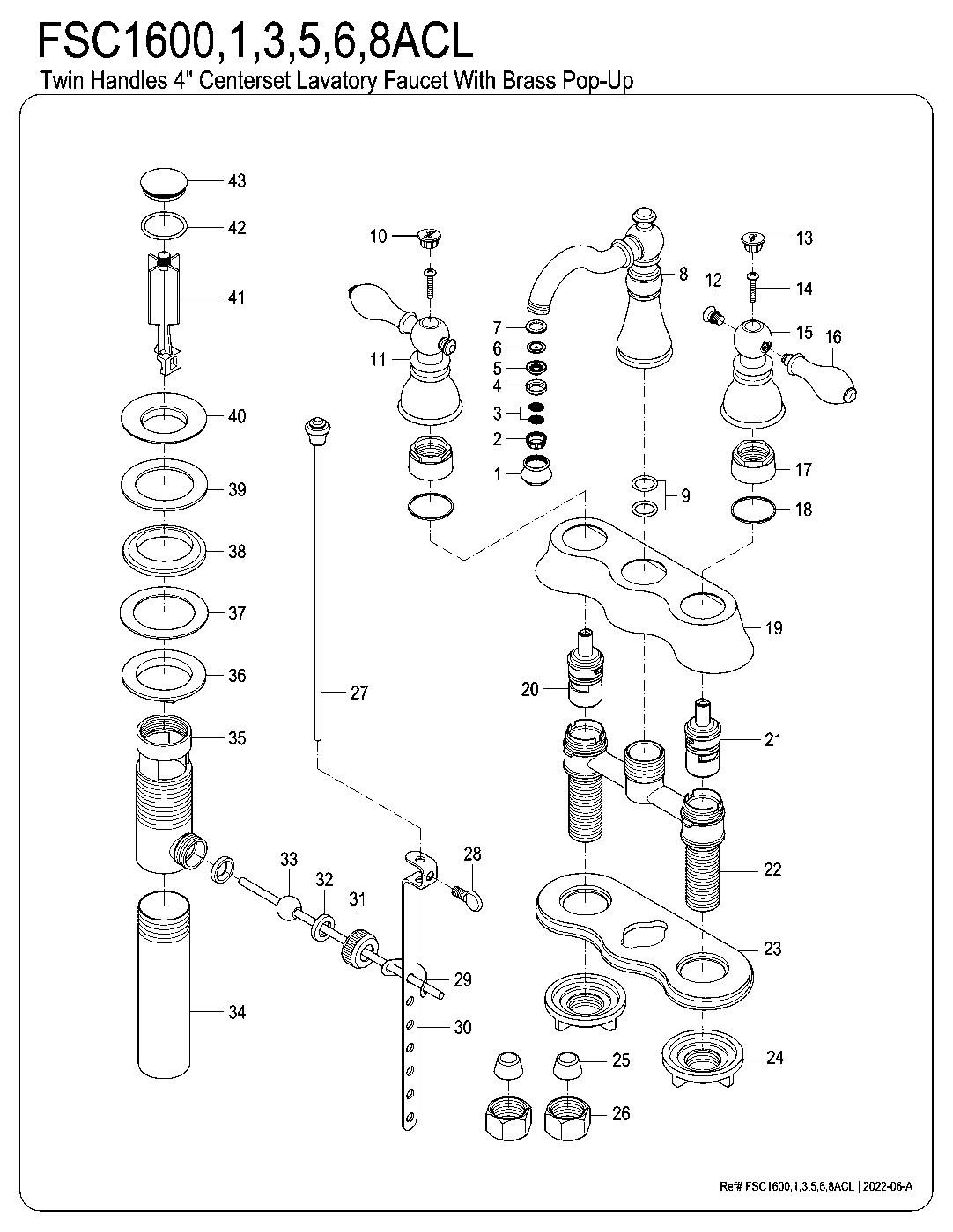 American Classic FSC1600ACL exploded parts diagram
