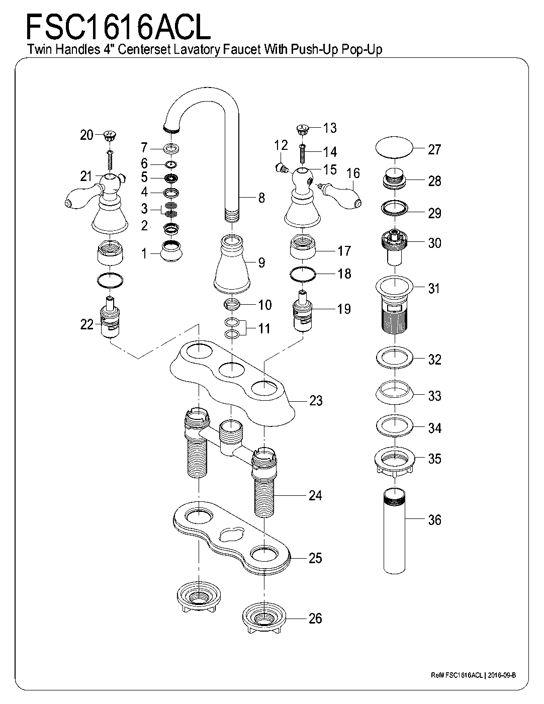 Fauceture FSC1616ACL exploded parts diagram