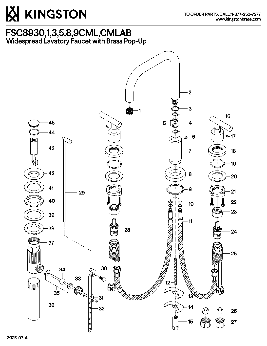 Kingston Brass FSC8930CML exploded parts diagram