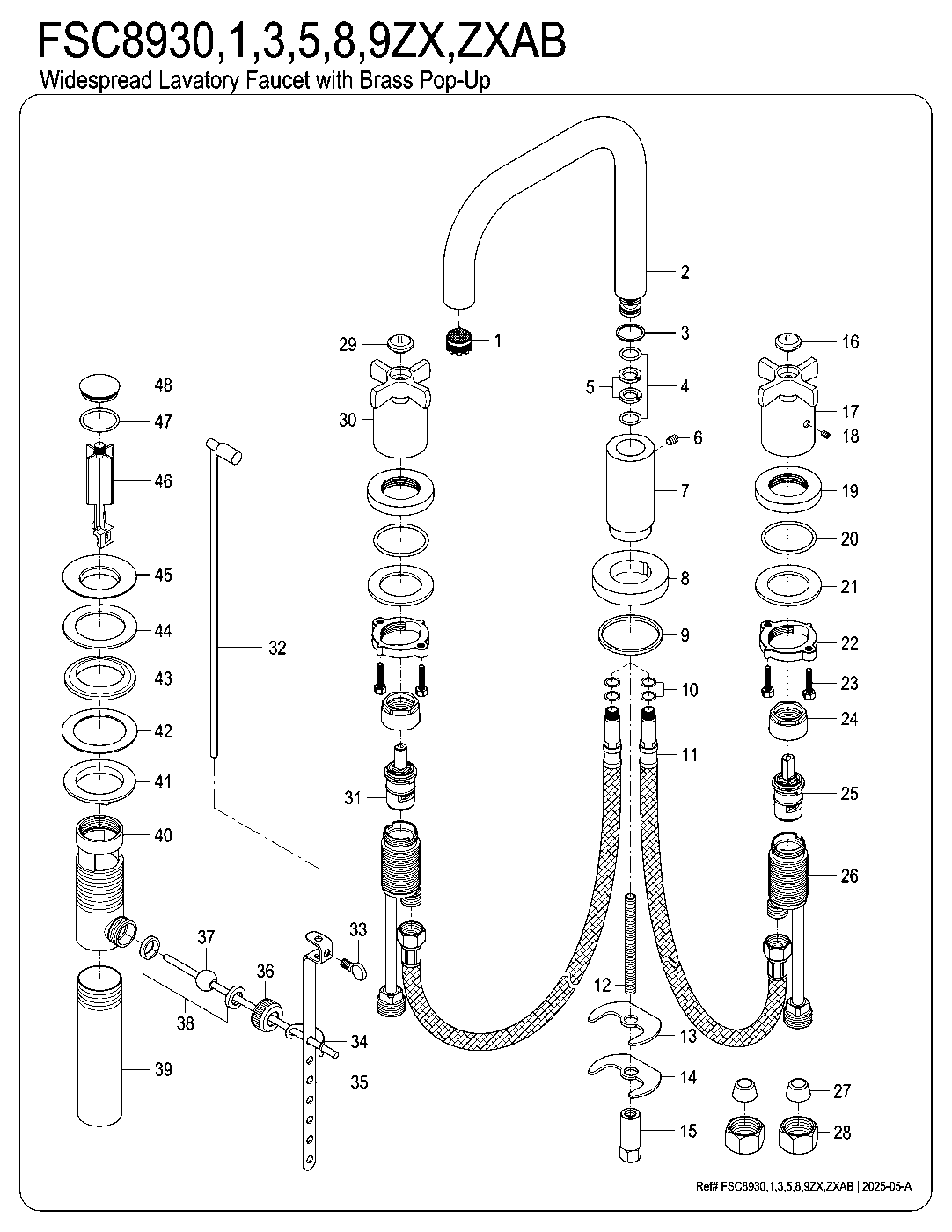 Kingston Brass FSC8930ZX exploded parts diagram