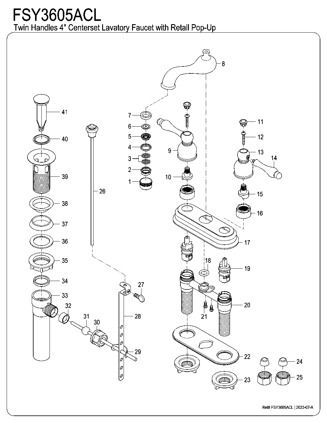 American Classic FSY3605ACL exploded parts diagram