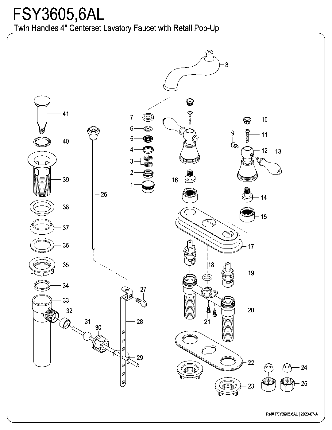 English Classic FSY3605AL exploded parts diagram