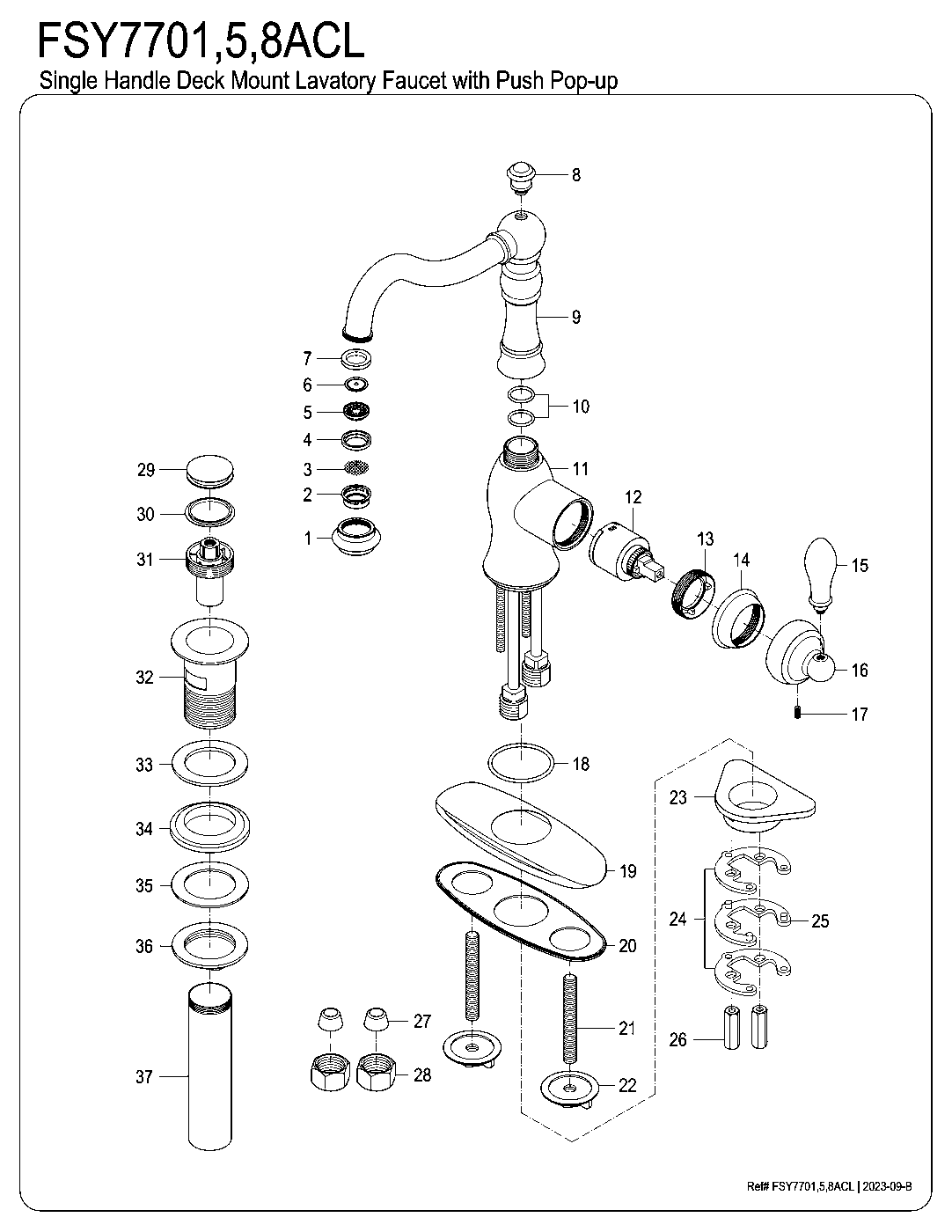American Classic FSY7701ACL exploded parts diagram