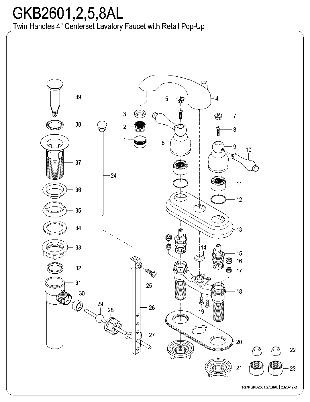 Vintage GKB2601AL exploded parts diagram