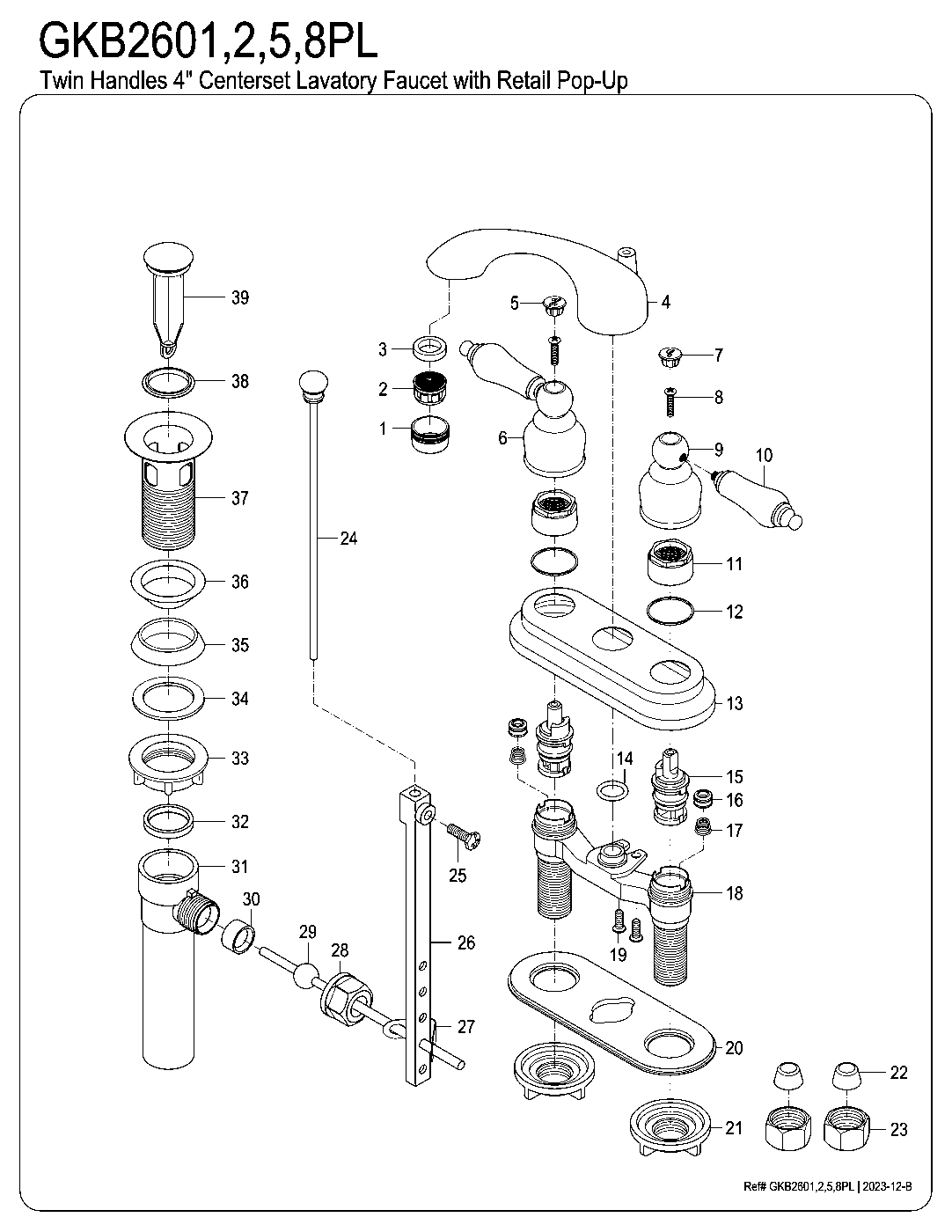 Vintage GKB2601PL exploded parts diagram