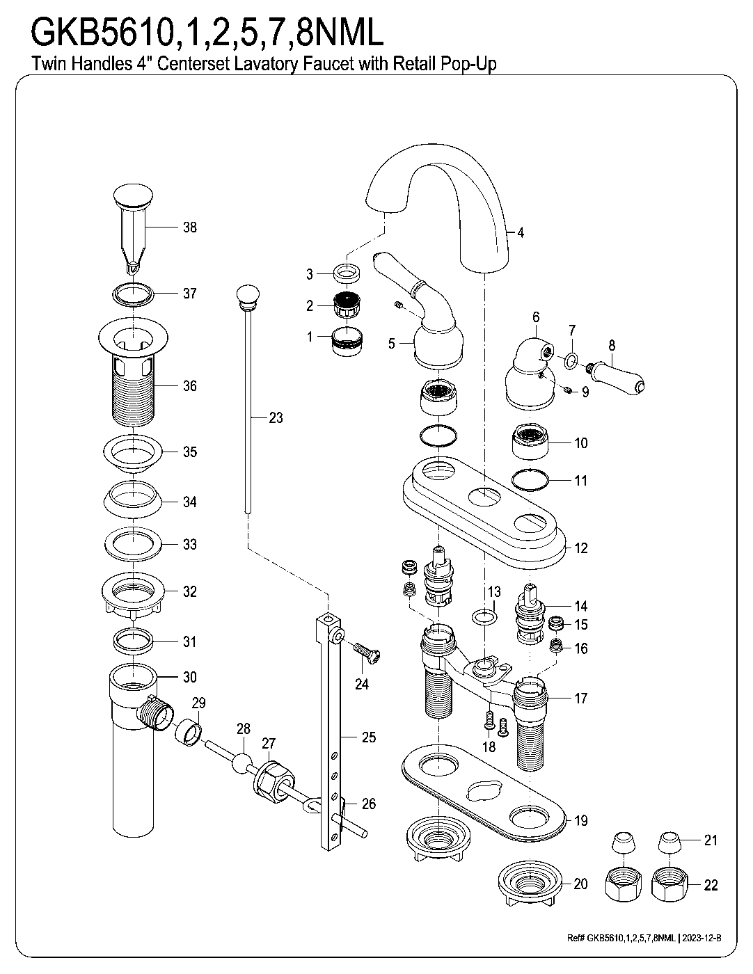 Naples GKB5611NML exploded parts diagram