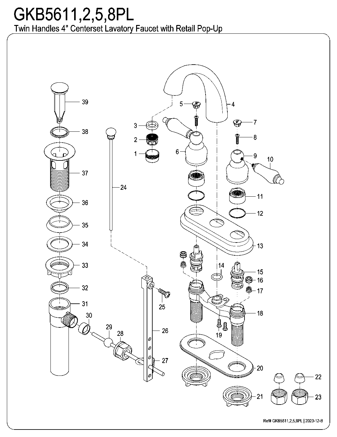 Kingston Brass GKB5611PL exploded parts diagram