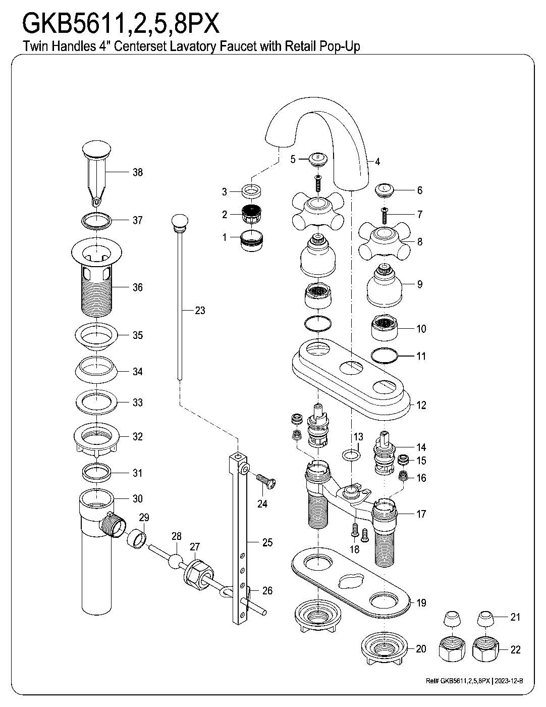 Restoration GKB5611PX exploded parts diagram