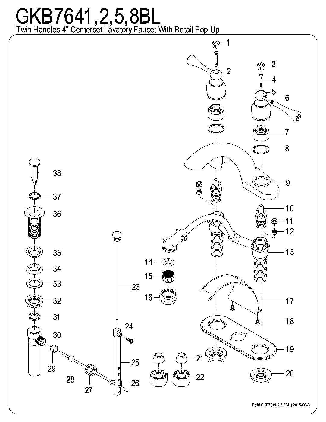 English Country GKB7641BL exploded parts diagram